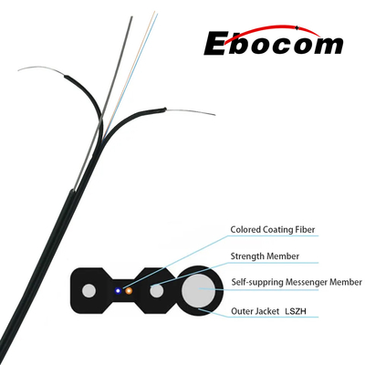 LSZH Jacket Black Outdoor Drop Cable G652D G657A1 2.0x5.0mm Steel Wire Strength Member