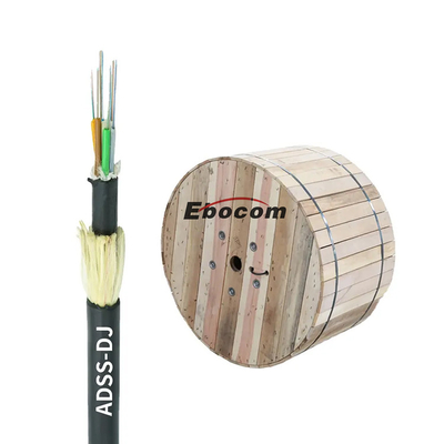 Cable à fibre optique ADSS à grande vitesse extérieur g652d 24 fils à noyau unique en mode de portée 300 fil d'aramide double veste PE