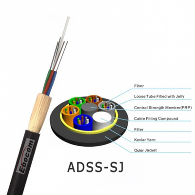 Vente mondiale chaude ADSS fibre optique câble extérieur g652d 16 fils de noyau mode unique portée 200 fil d'aramide jacket PE unique