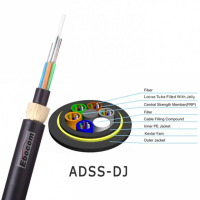 Cable à fibre optique ADSS à connexion élevée 24 cœurs SM double veste pour la communication sur Internet
