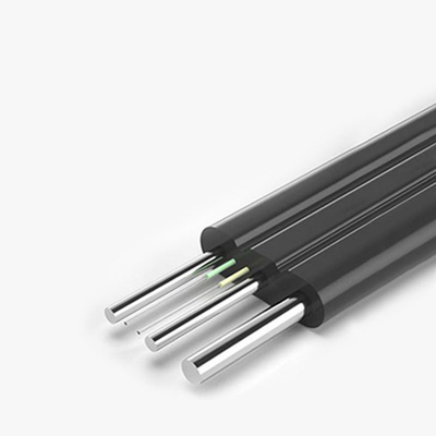 Câble à fibre optique extérieur GJYXCH G657A 4 cœurs avec messager en acier, gaine LSZH noire, installation aérienne FTTH