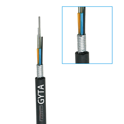 G652D Mode unique GYTA 12 cœurs câble blindé en fibre optique extérieur tube lâche en aluminium en treillis bande blindée gilet en PE adapté aux réseaux d'architecture à longue distance