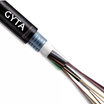 GYTA 24 Cable à fibre optique extérieur G652D en mode unique Tube lâche Ruban d'aluminium enfilé Blindé en PE résistant aux UV Idéal pour les conduits et les installations directement enterrées