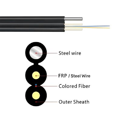 Cable FTTH extérieur GJYXFCH à 2 cœurs G657A1 avec messager de fil d'acier